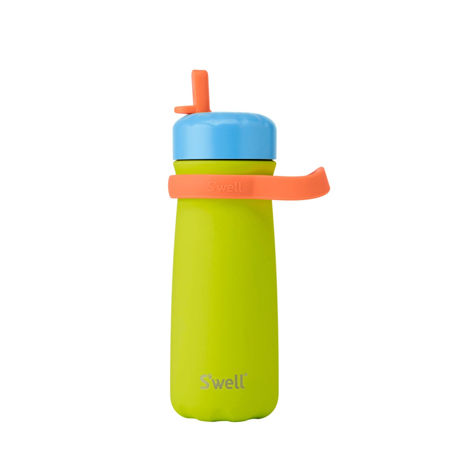 traveler-with-flip-straw-lid-16oz-h3 Swell-Kids-Water-Bottle-Traveler-16oz-Lime-Sherbet-Front-Lid-Up.jpg